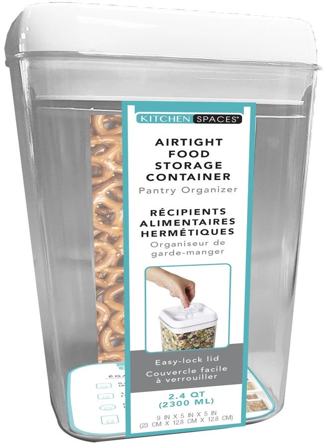 Kitchen Spaces Airtight Food Storage Container, Square, Dry Goods Organization, 2.4 Quarts
